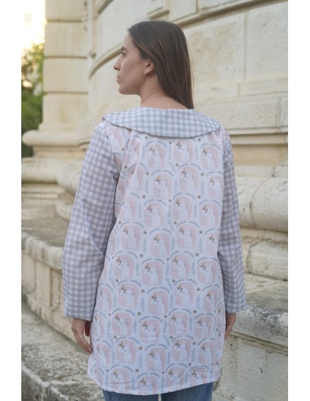 Bata profesora cuello sencillo