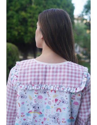 Bata profesora cuello sencillo